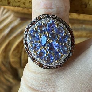Natural Tanzanite Sterling Silver Cocktail Ring Size 5
